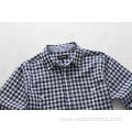 Classic Dark Blue White Checkered Men's Shirt